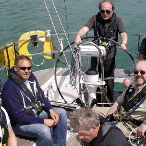 Visa team in the boat cockpit