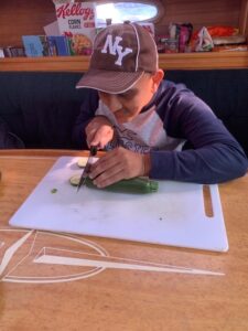 Vijay cutting vegetables for the first time